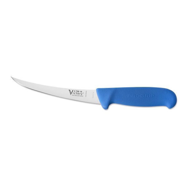 Victory Knives Narrow Curved Boning Knife, Blue, 15cm